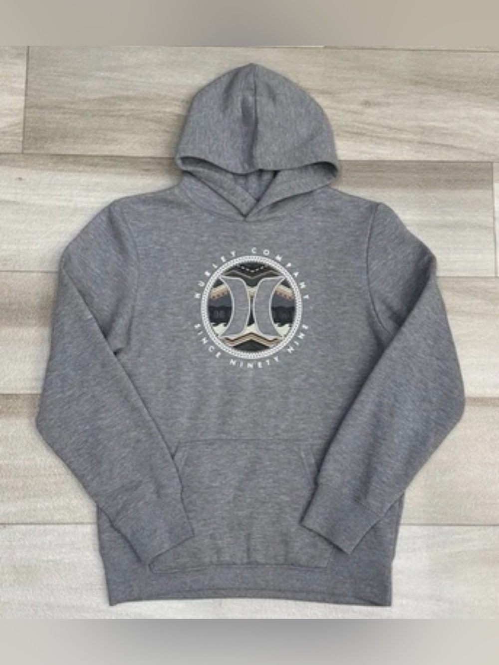 Hurley Youth Boys Hoodie With Pockets Cotton
Blend Gray, Size L (14/16)